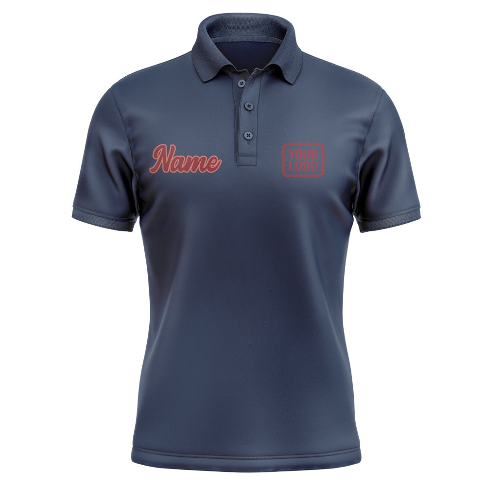 Custom Blue Crimson Red Short-Sleeve Polo Shirt