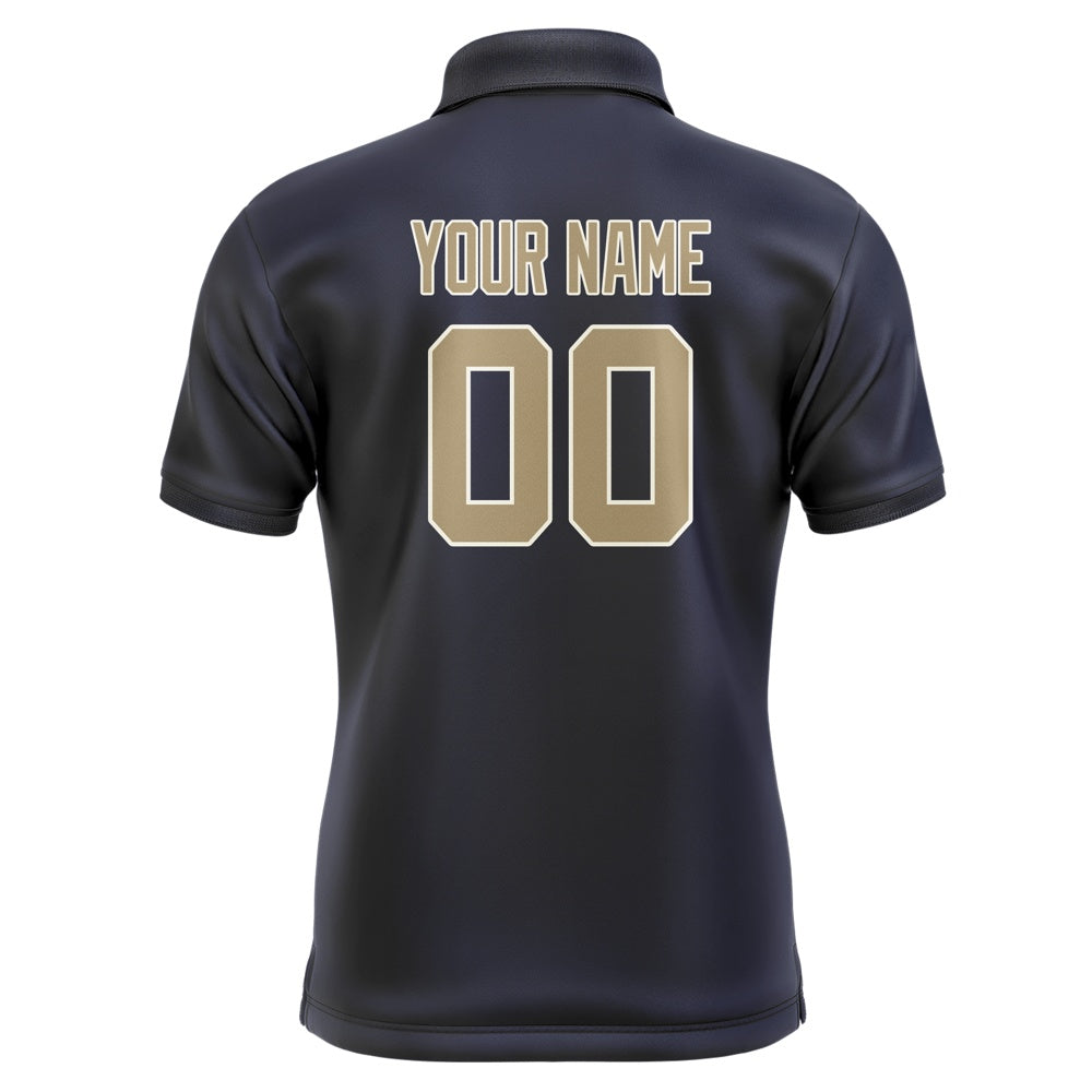 Custom Navy Light Khaki Short-Sleeve Polo Shirt