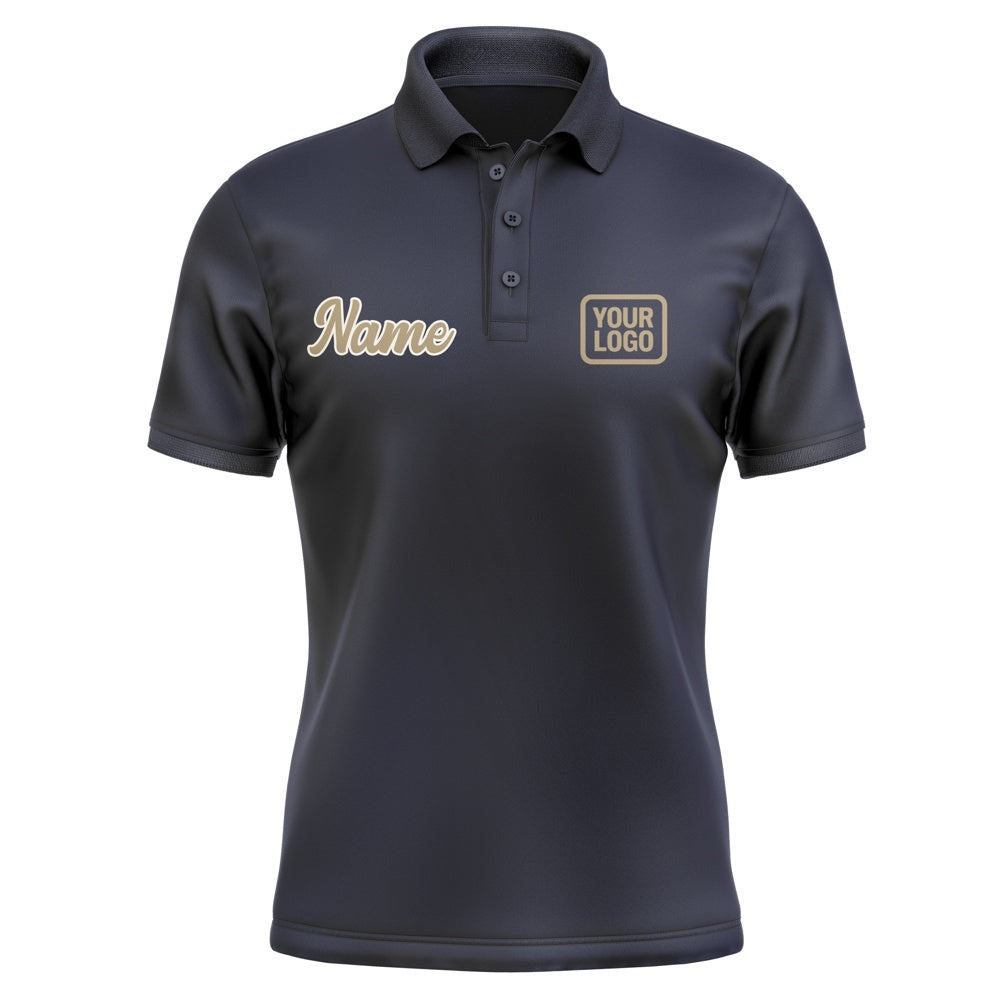 Custom Navy Light Khaki Short-Sleeve Polo Shirt