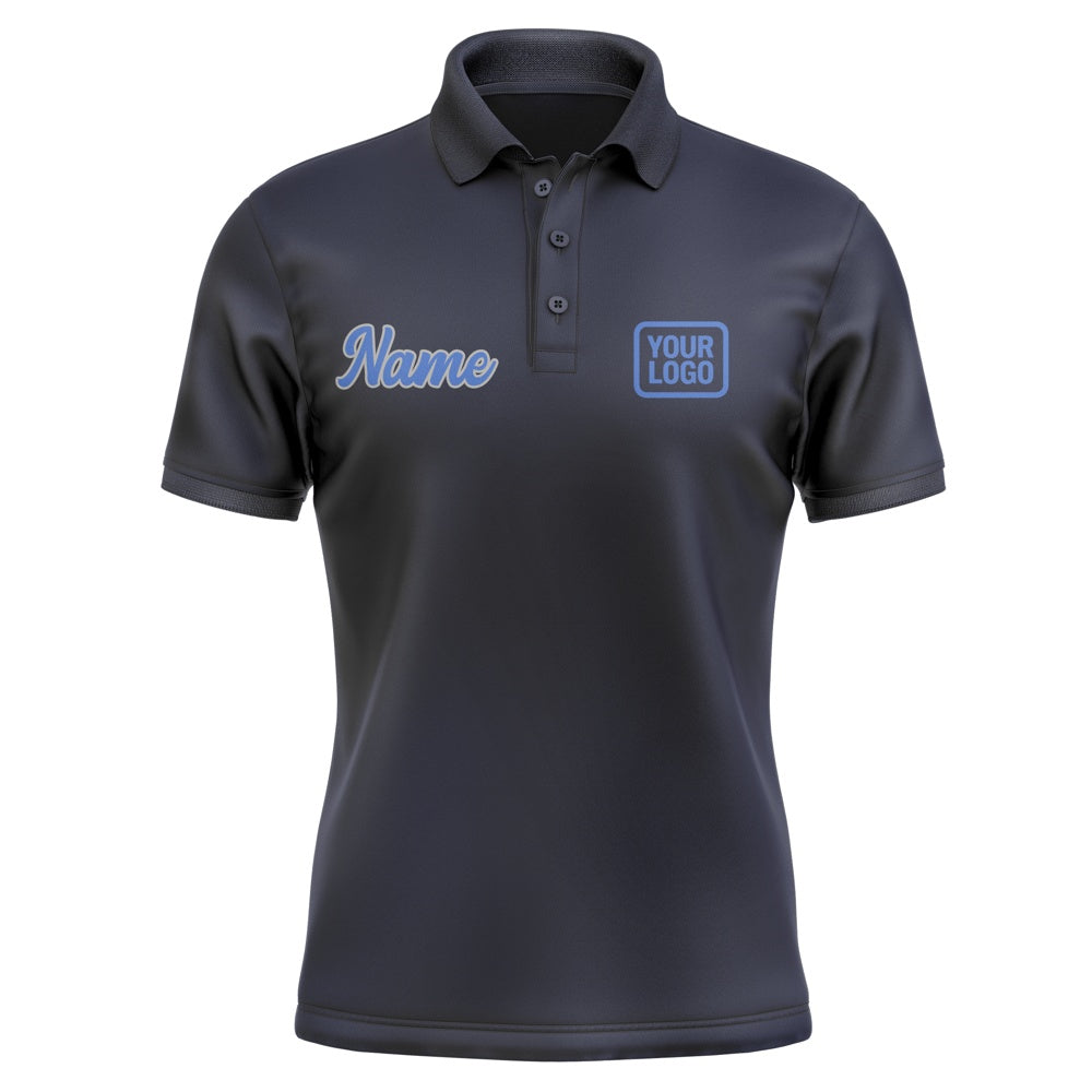 Custom Navy Sky Blue Short-Sleeve Polo Shirt