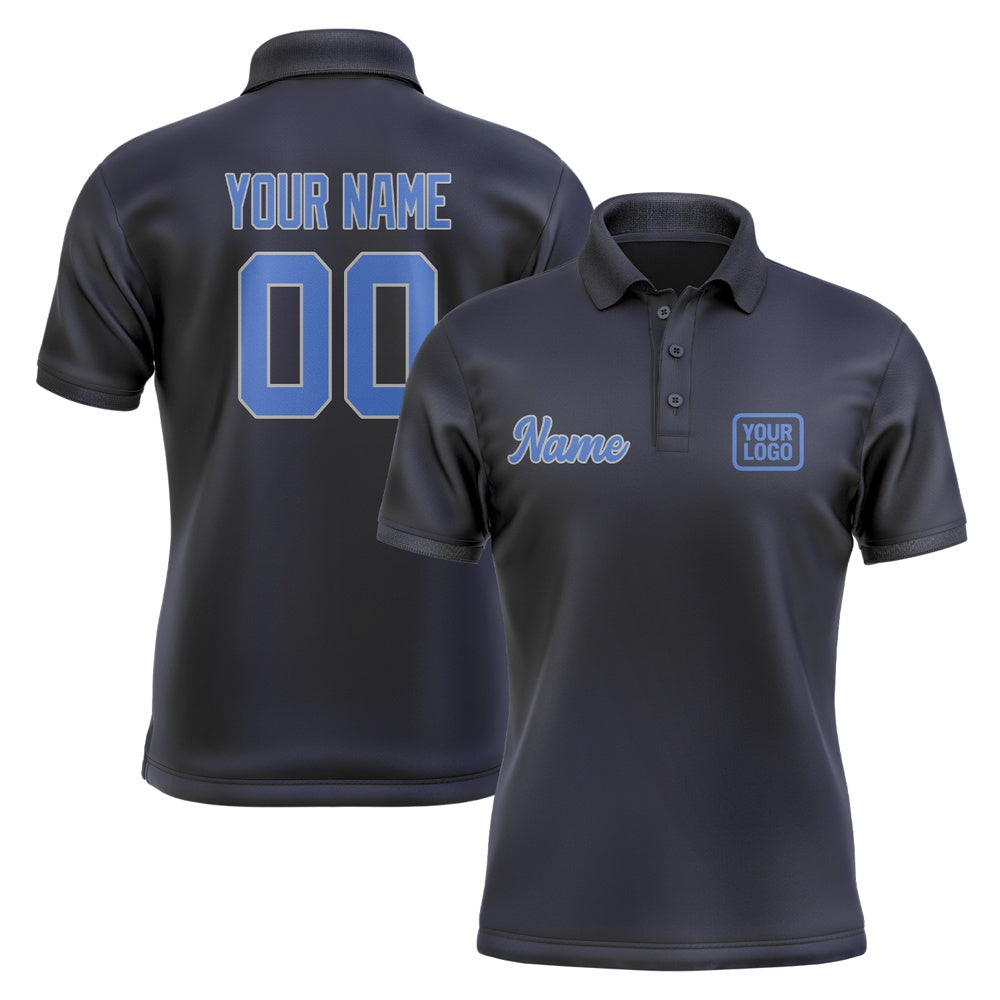 Custom Navy Sky Blue Short-Sleeve Polo Shirt