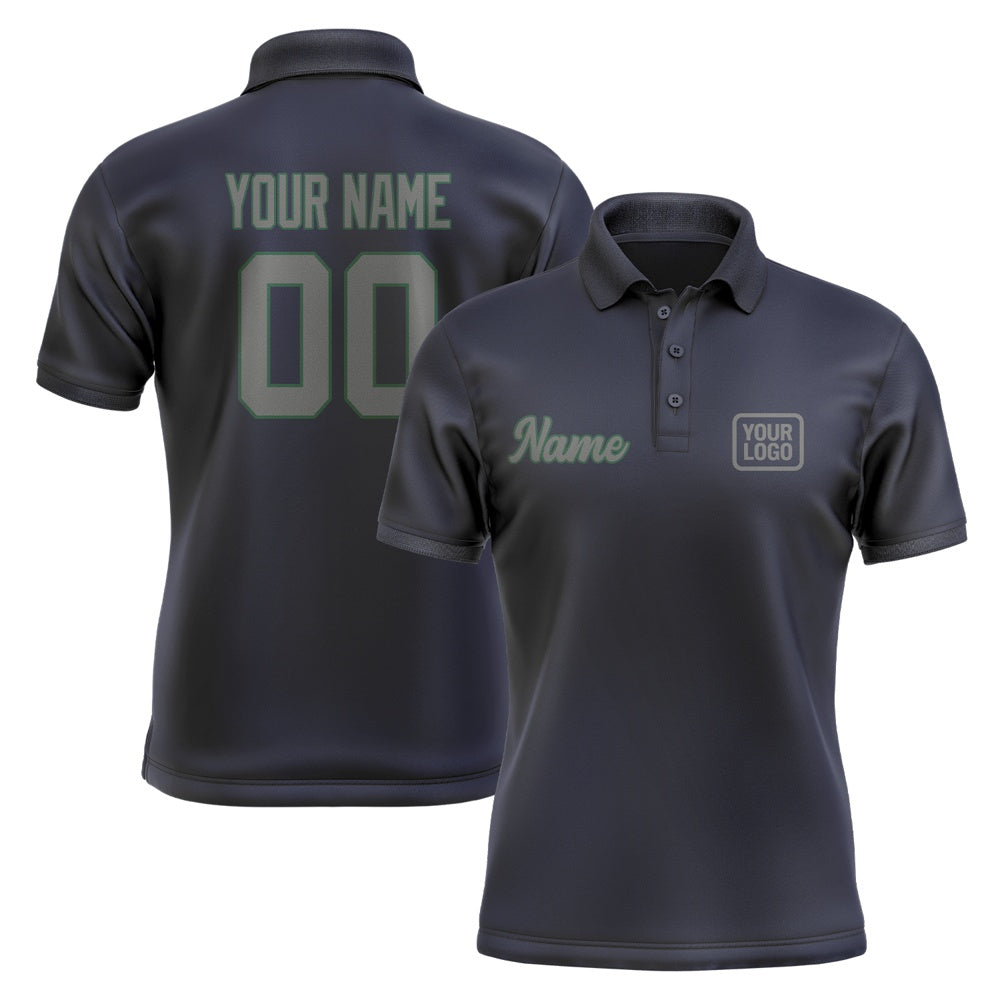 Custom Navy Dark Grey Short-Sleeve Polo Shirt