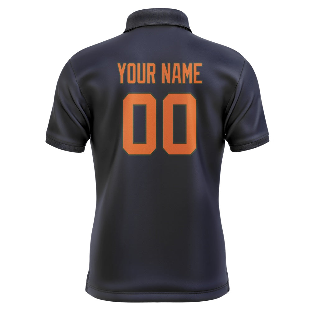 Custom Navy Orange Short-Sleeve Polo Shirt