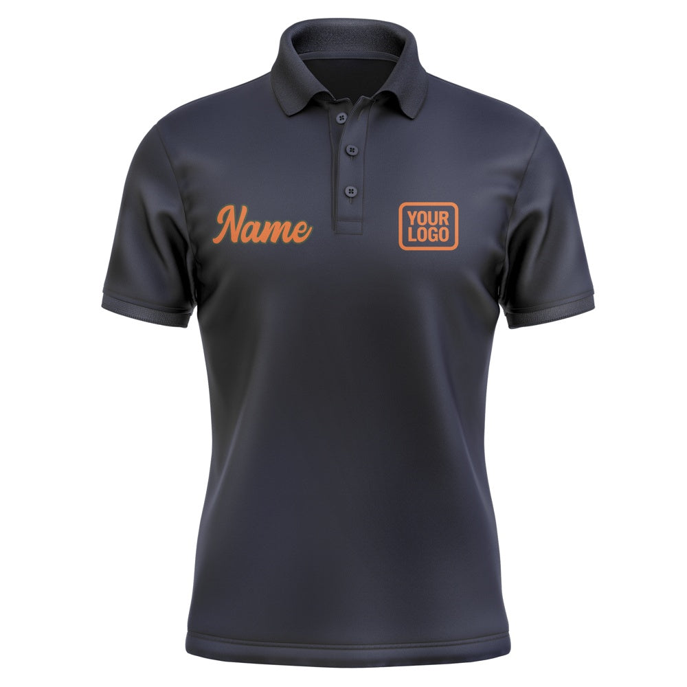 Custom Navy Orange Short-Sleeve Polo Shirt