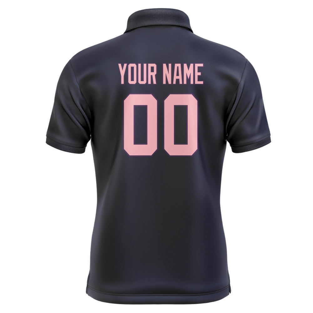 Custom Navy Light Pink Short-Sleeve Polo Shirt