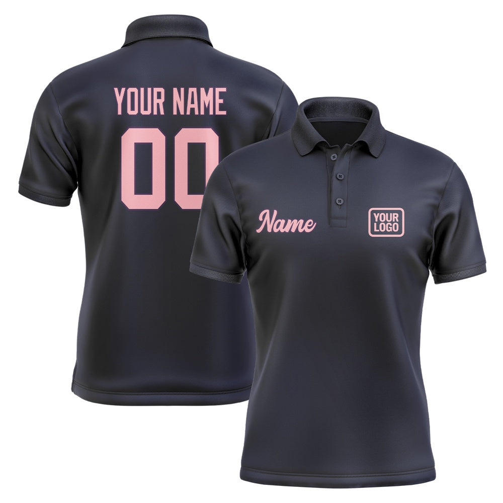 Custom Navy Light Pink Short-Sleeve Polo Shirt