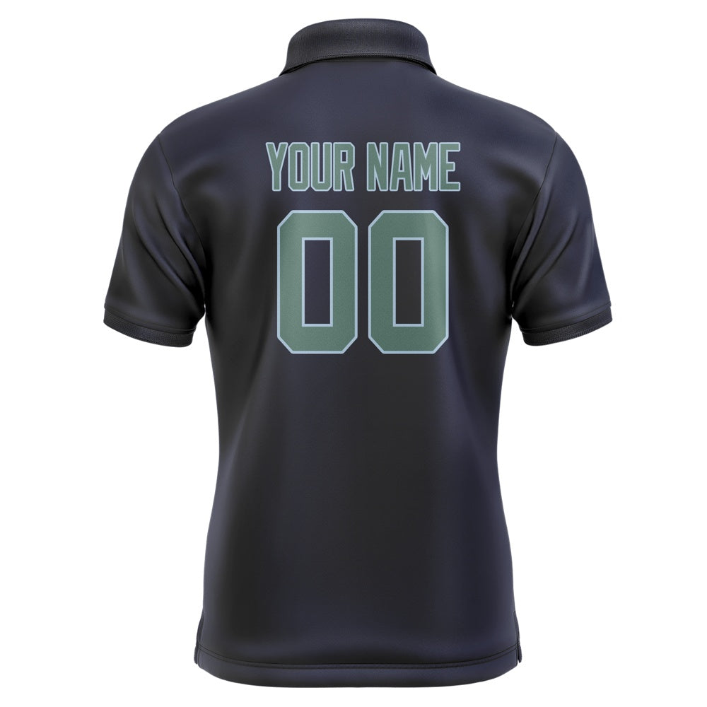 Custom Navy Blue Green Short-Sleeve Polo Shirt