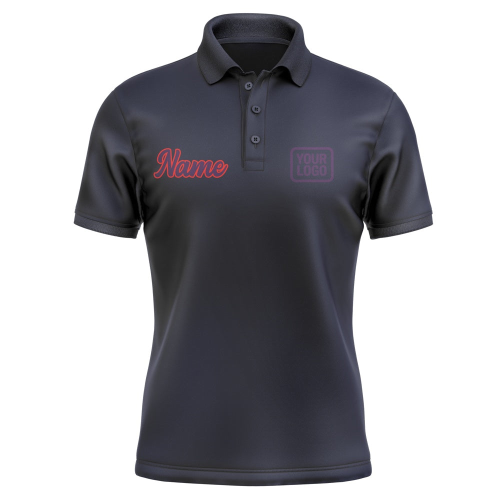 Custom Navy Purple Short-Sleeve Polo Shirt
