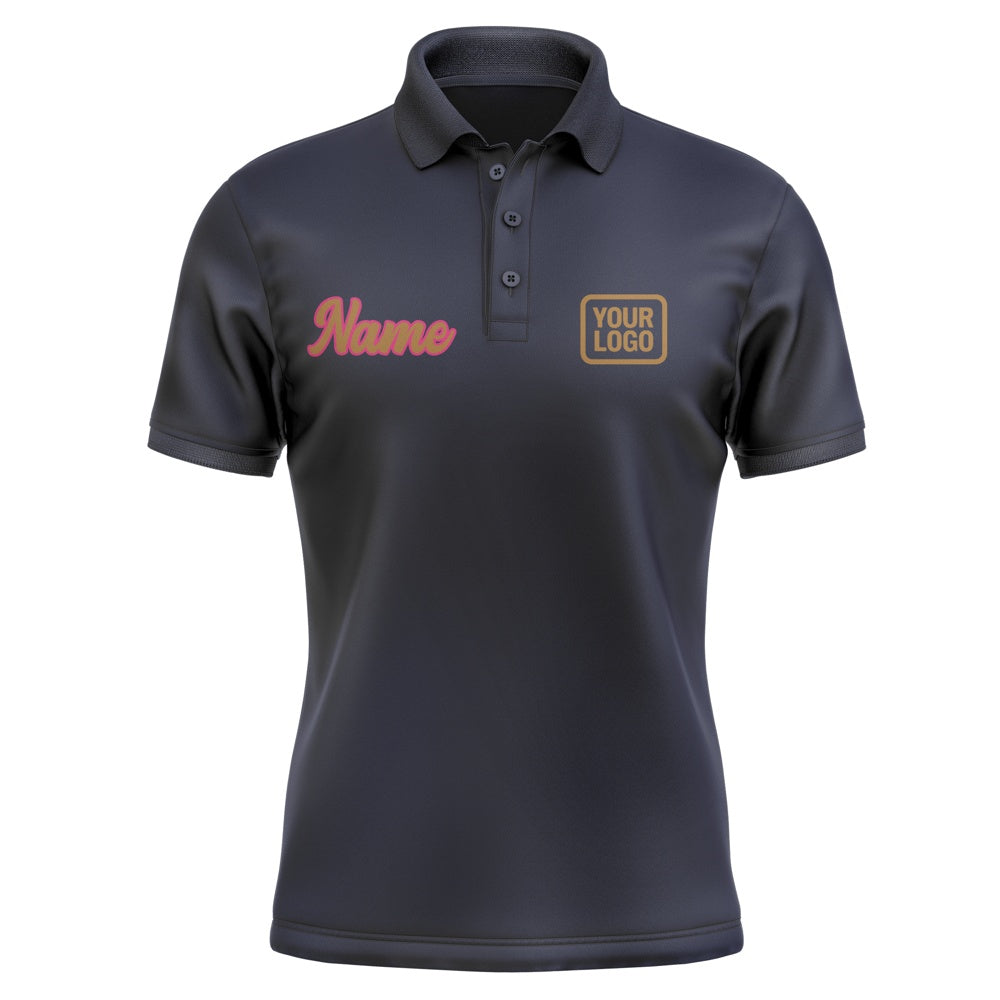 Custom Navy Khaki Short-Sleeve Polo Shirt