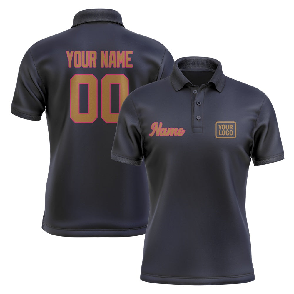 Custom Navy Khaki Short-Sleeve Polo Shirt