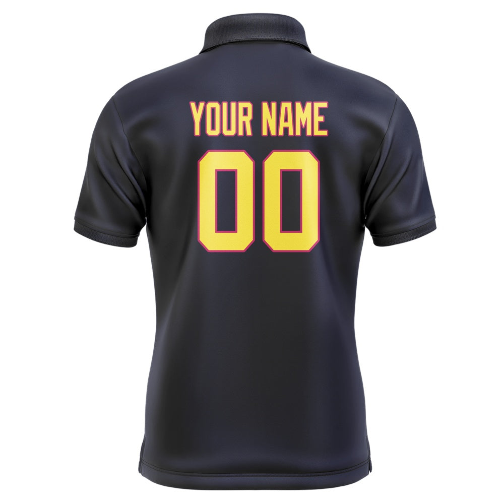 Custom Navy Light Yellow Short-Sleeve Polo Shirt