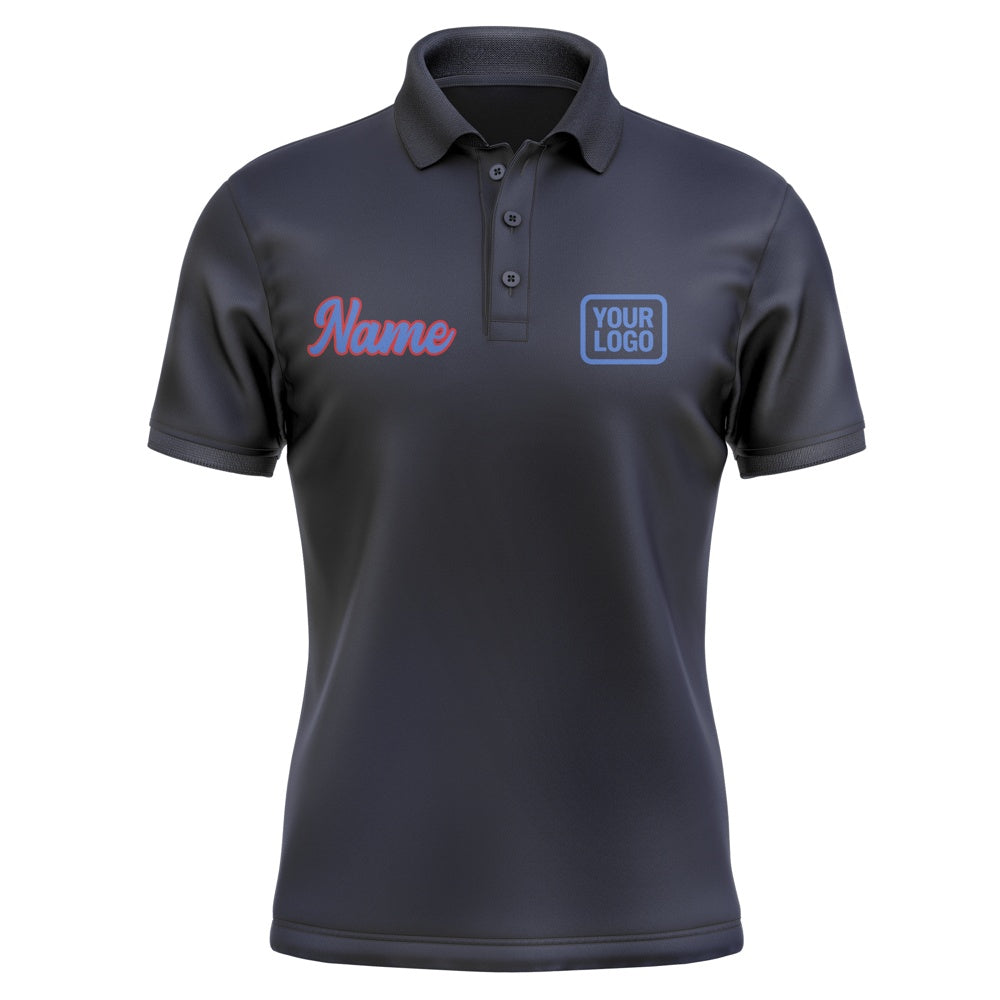 Custom Navy Sky Blue Short-Sleeve Polo Shirt
