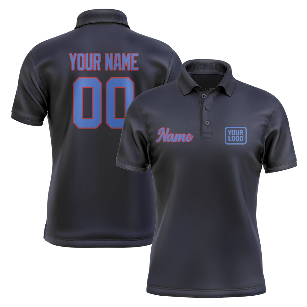 Custom Navy Sky Blue Short-Sleeve Polo Shirt