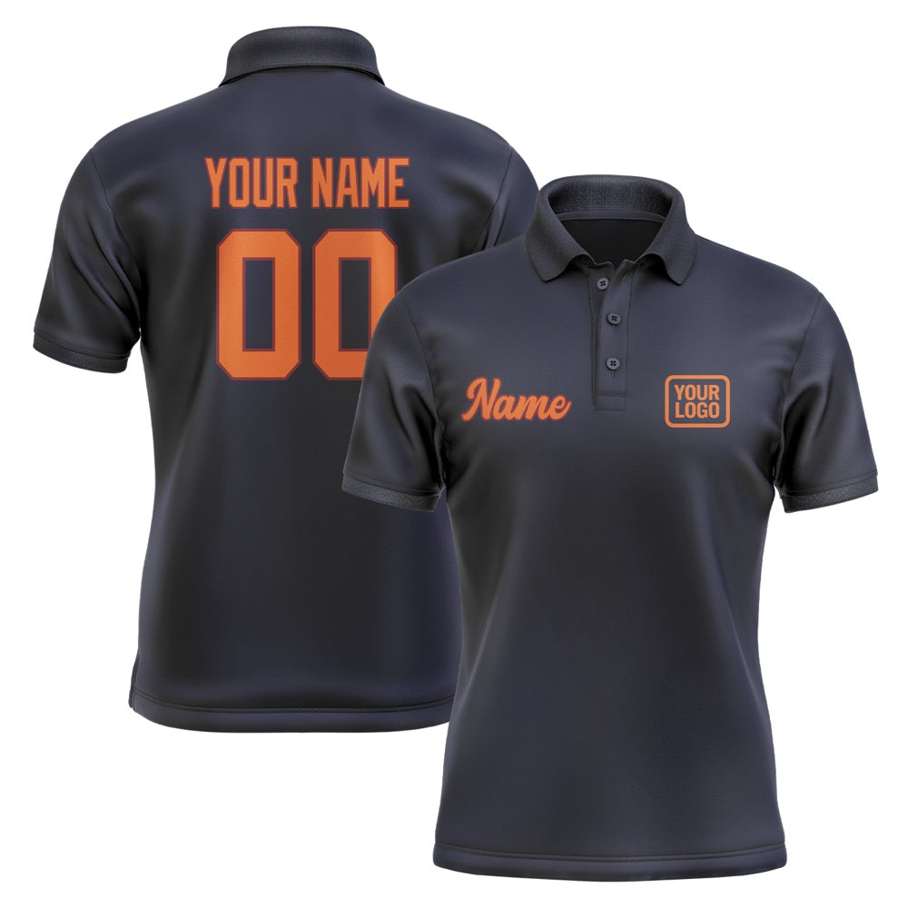 Custom Navy Orange Short-Sleeve Polo Shirt