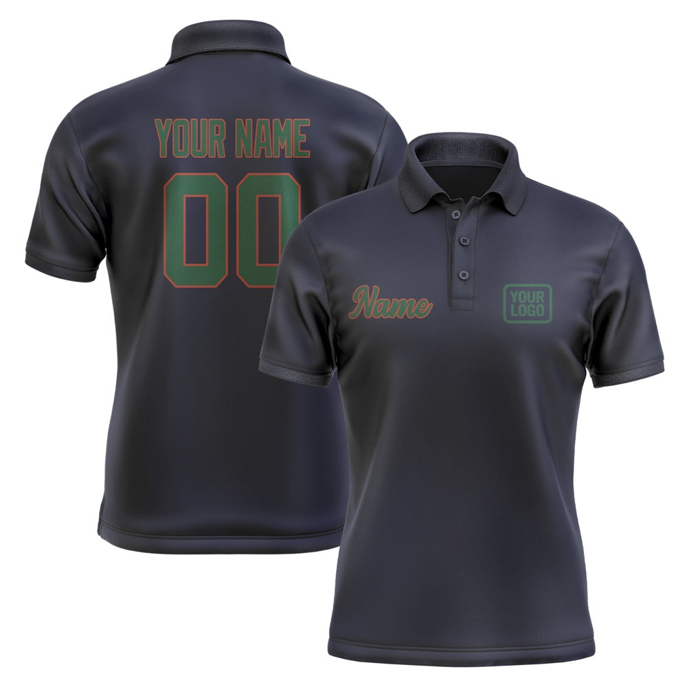 Custom Navy Green Short-Sleeve Polo Shirt