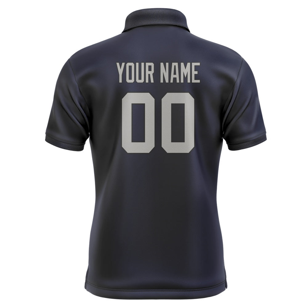 Custom Navy Gray Short-Sleeve Polo Shirt