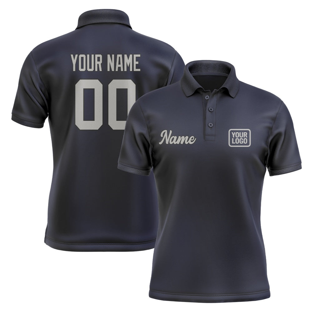 Custom Navy Gray Short-Sleeve Polo Shirt