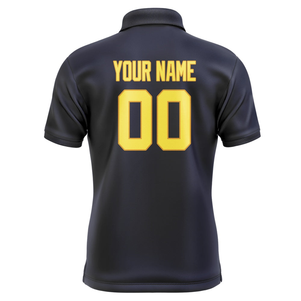 Custom Navy Light Yellow Short-Sleeve Polo Shirt