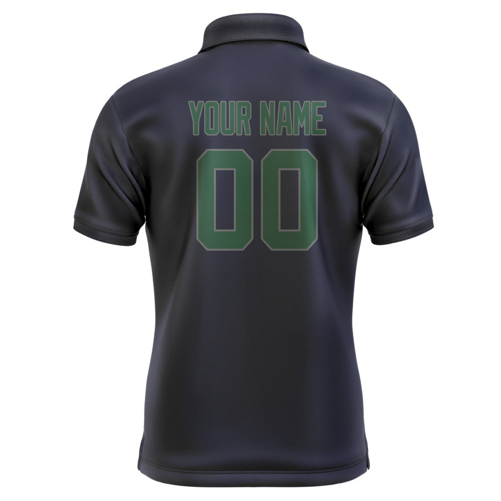 Custom Navy Green Short-Sleeve Polo Shirt