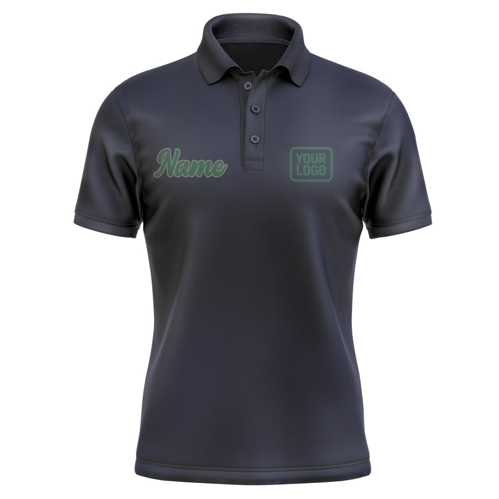 Custom Navy Green Short-Sleeve Polo Shirt