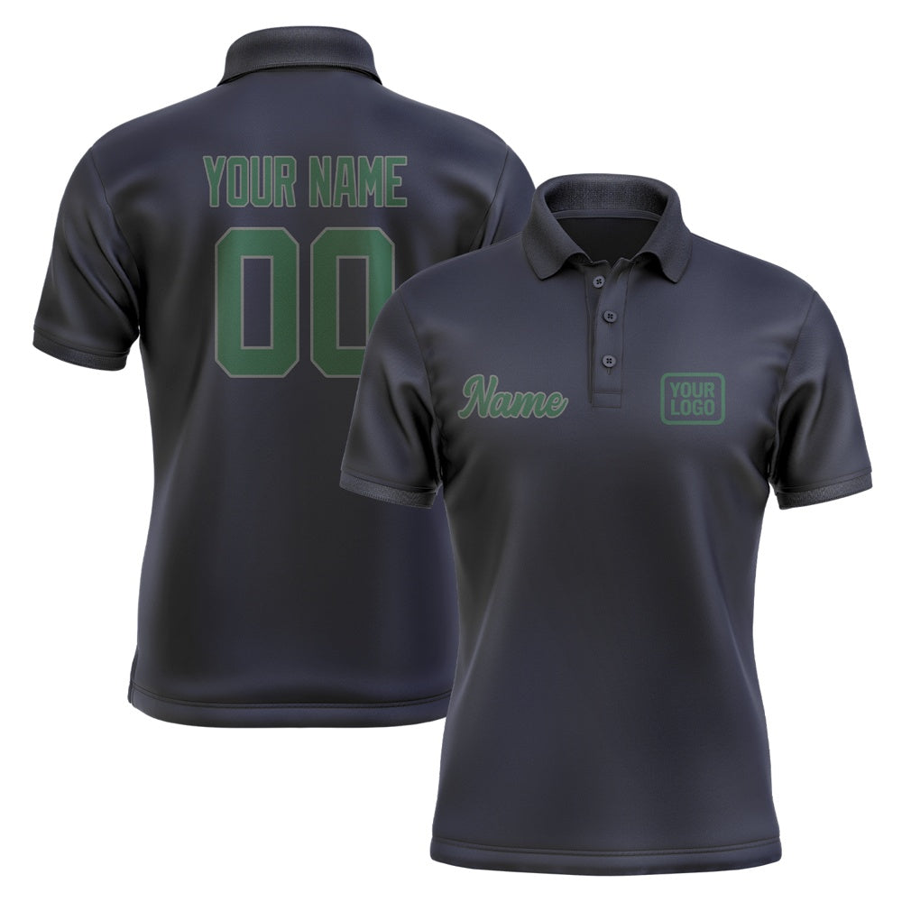 Custom Navy Green Short-Sleeve Polo Shirt