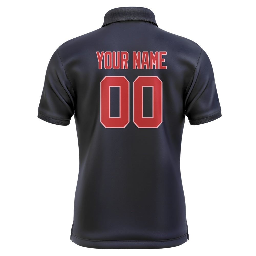 Custom Navy Red Short-Sleeve Polo Shirt