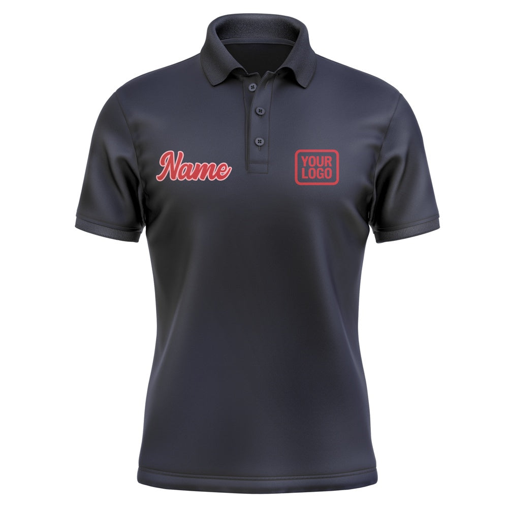 Custom Navy Red Short-Sleeve Polo Shirt