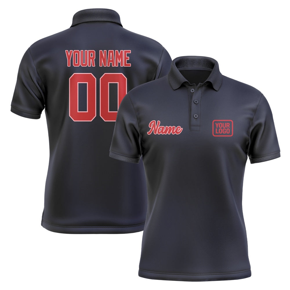 Custom Navy Red Short-Sleeve Polo Shirt