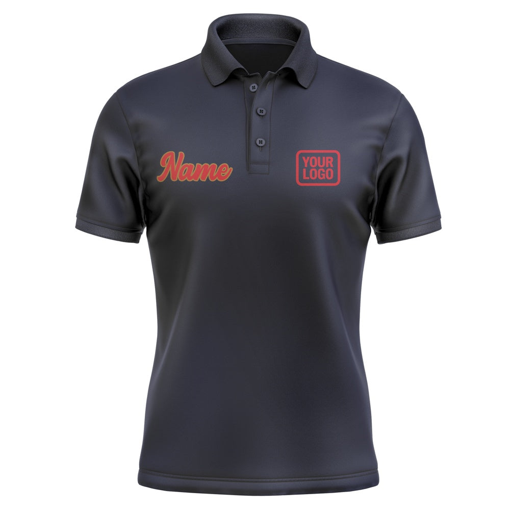 Custom Navy Red Short-Sleeve Polo Shirt
