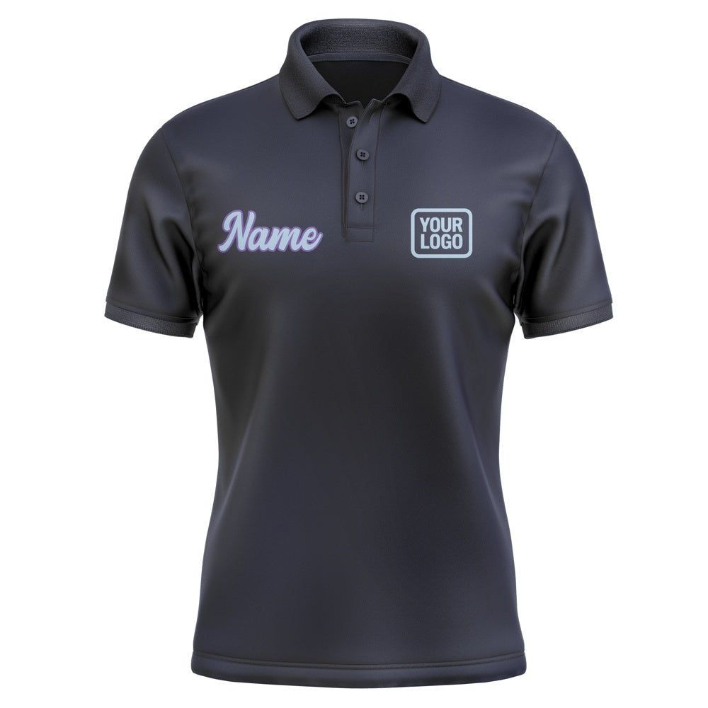 Custom Navy Light Blue Short-Sleeve Polo Shirt