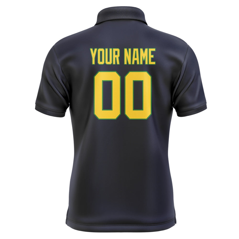 Custom Navy Gold Short-Sleeve Polo Shirt
