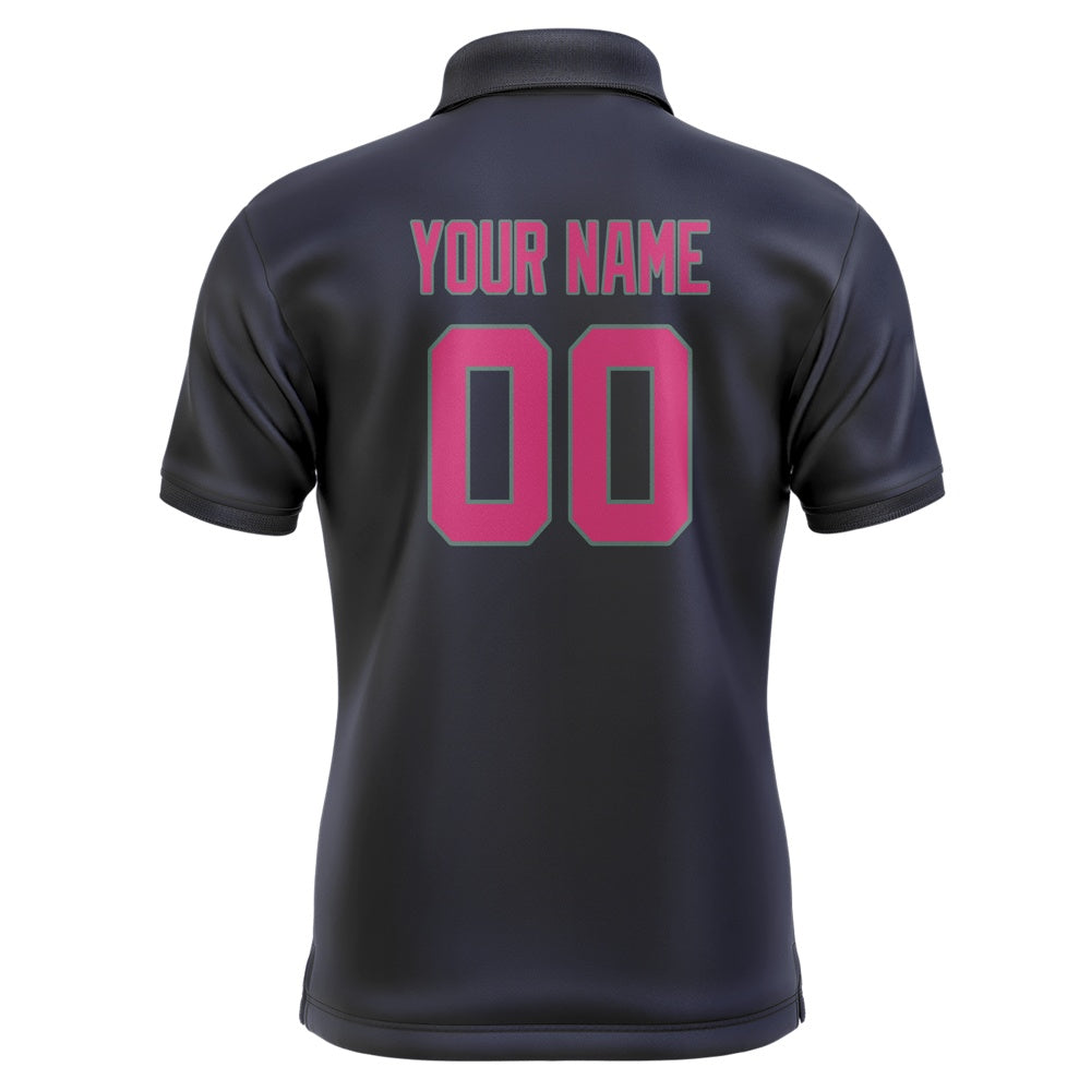 Custom Navy Pink Short-Sleeve Polo Shirt