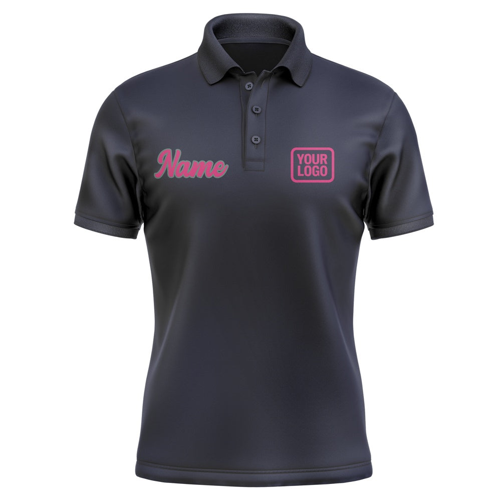Custom Navy Pink Short-Sleeve Polo Shirt