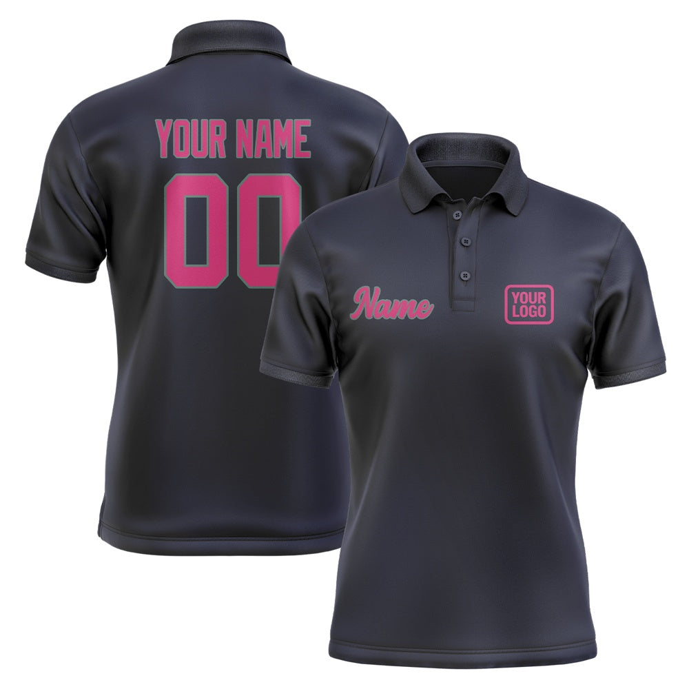 Custom Navy Pink Short-Sleeve Polo Shirt