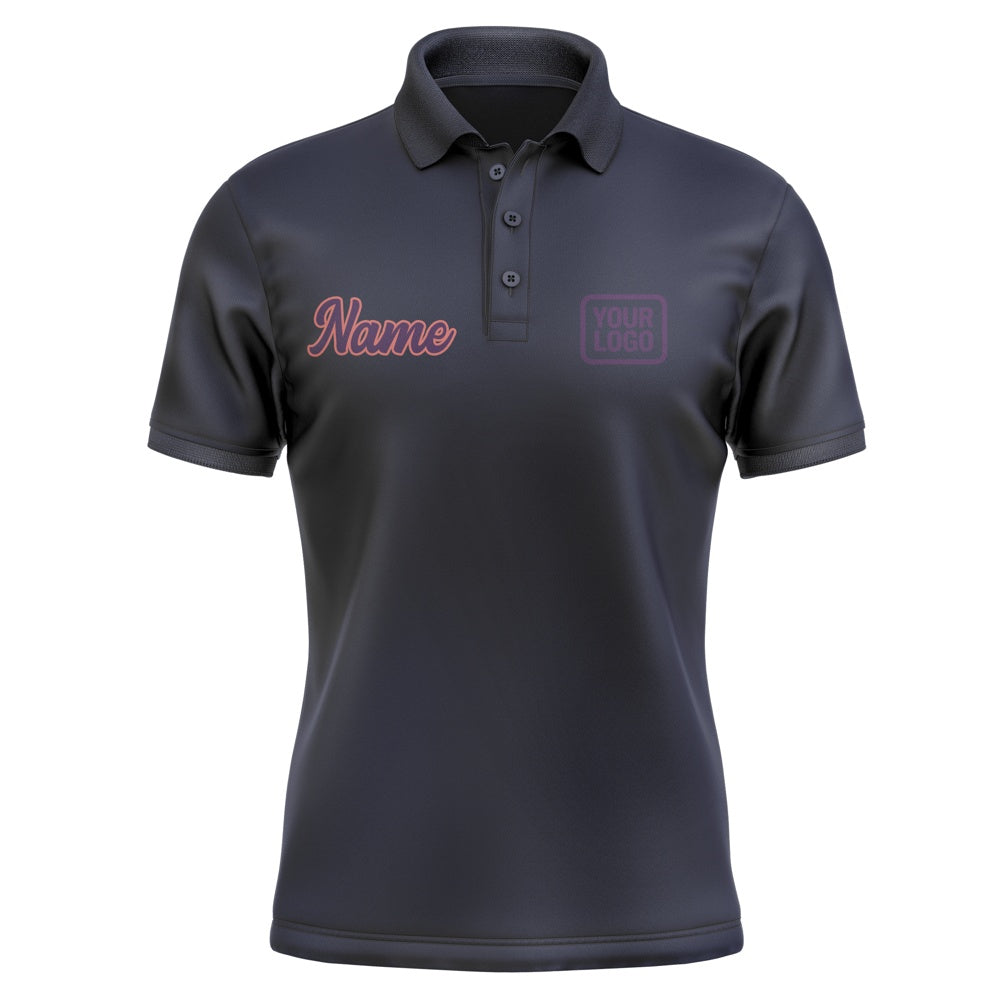 Custom Navy Purple Short-Sleeve Polo Shirt