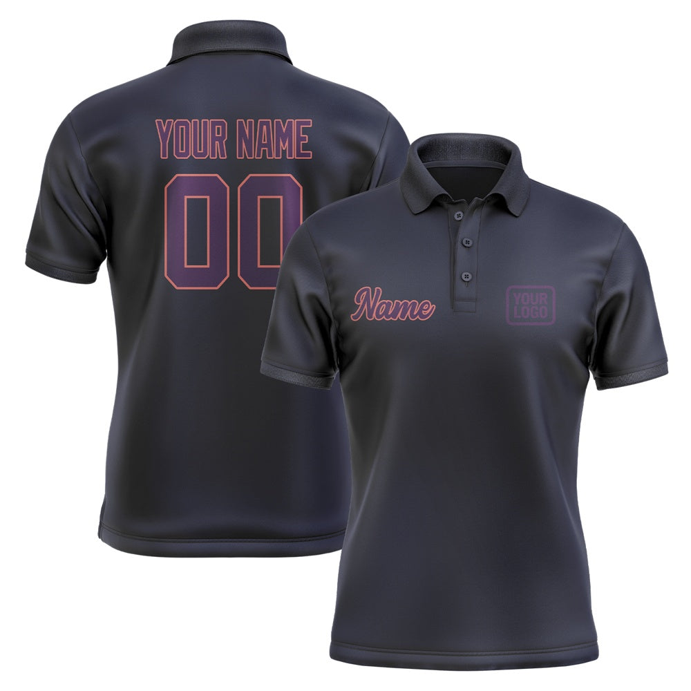 Custom Navy Purple Short-Sleeve Polo Shirt