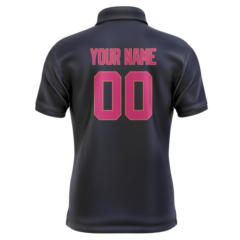 Custom Navy Pink Short-Sleeve Polo Shirt
