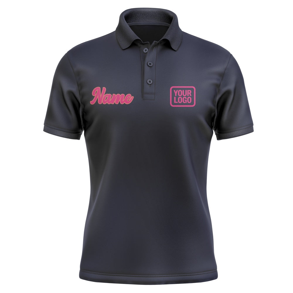 Custom Navy Pink Short-Sleeve Polo Shirt