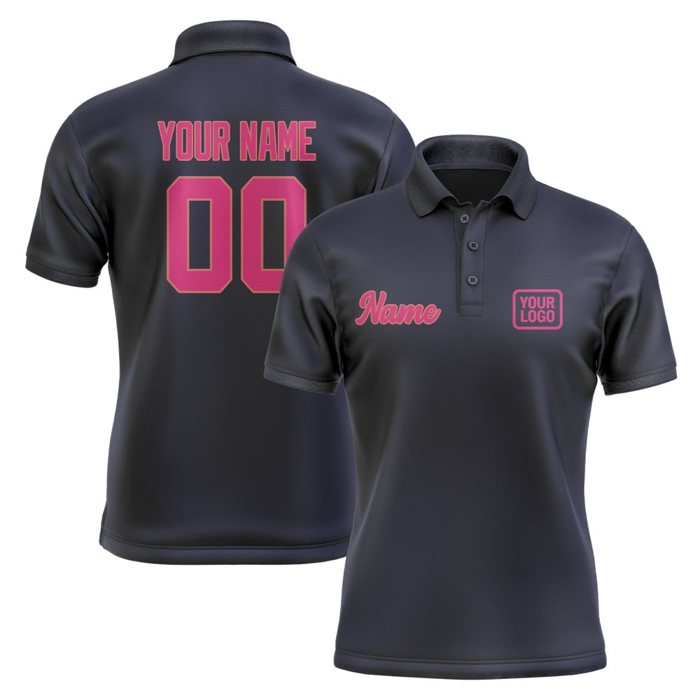 Custom Navy Pink Short-Sleeve Polo Shirt
