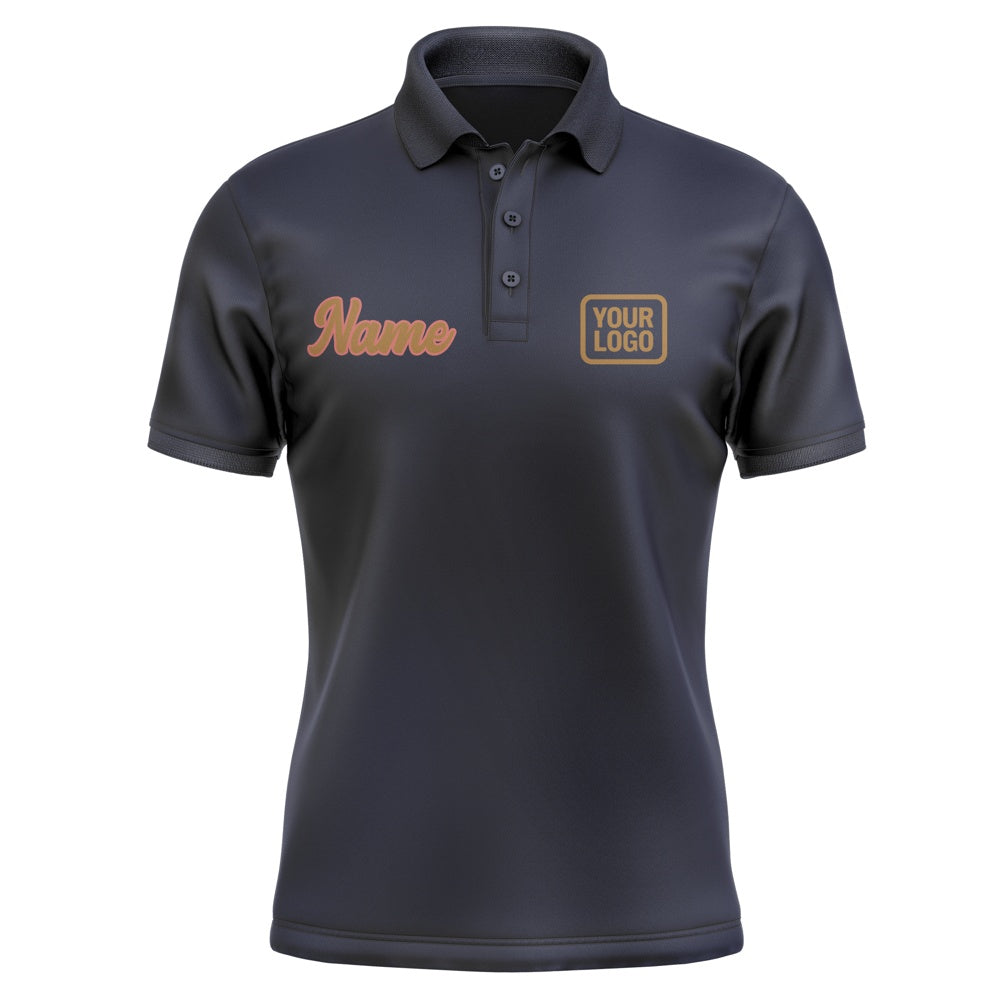 Custom Navy Khaki Short-Sleeve Polo Shirt