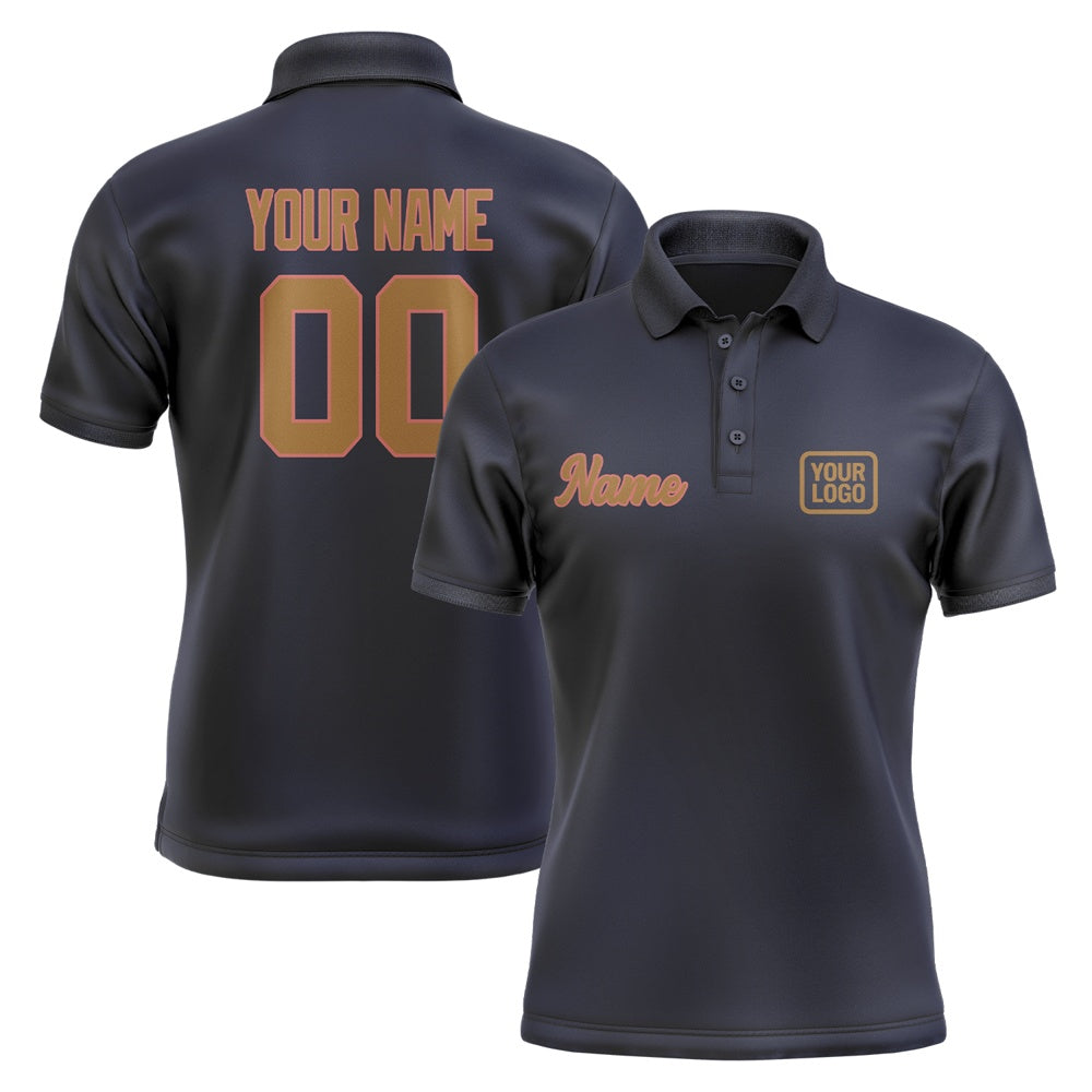 Custom Navy Khaki Short-Sleeve Polo Shirt