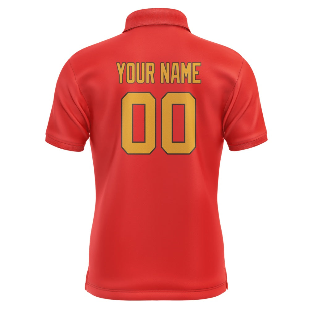 Custom Orange Red Yellow Short-Sleeve Polo Shirt
