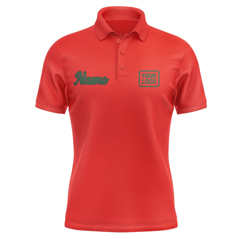 Custom Orange Red Green Short-Sleeve Polo Shirt
