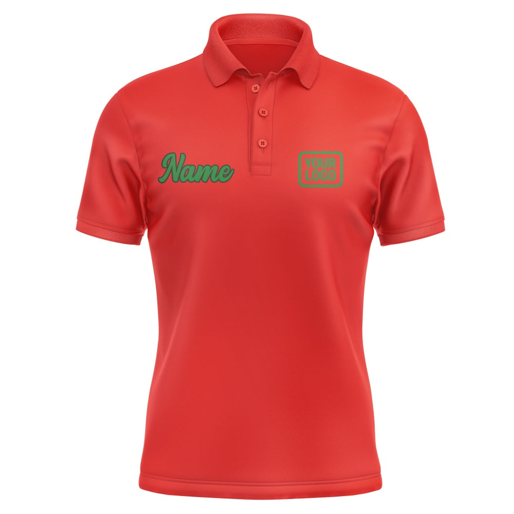 Custom Orange Red Emerald Green Short-Sleeve Polo Shirt