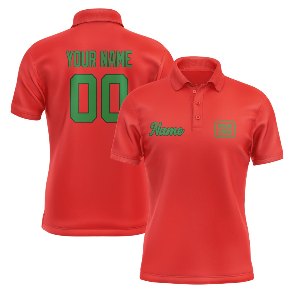 Custom Orange Red Emerald Green Short-Sleeve Polo Shirt