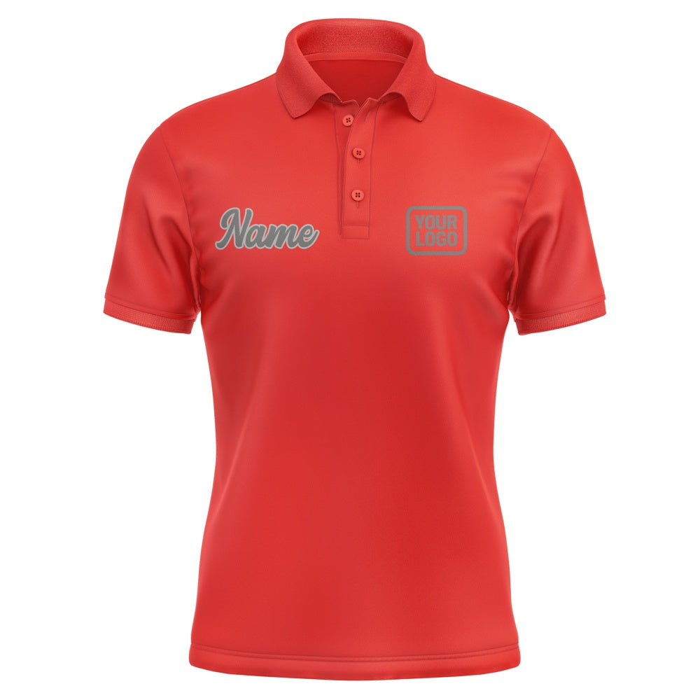 Custom Orange Red Dark Grey Short-Sleeve Polo Shirt