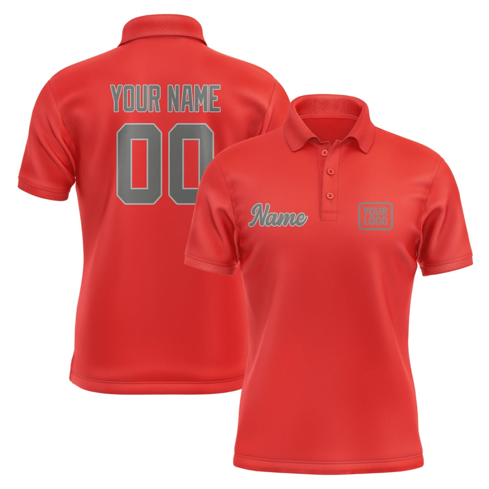 Custom Orange Red Dark Grey Short-Sleeve Polo Shirt