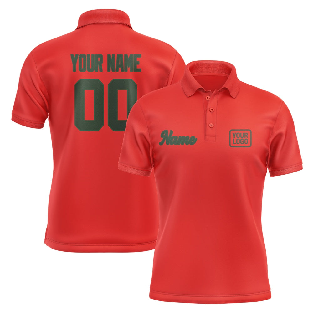 Custom Orange Red Dark Green Short-Sleeve Polo Shirt