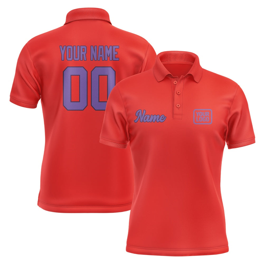 Custom Orange Red Light Purple Short-Sleeve Polo Shirt
