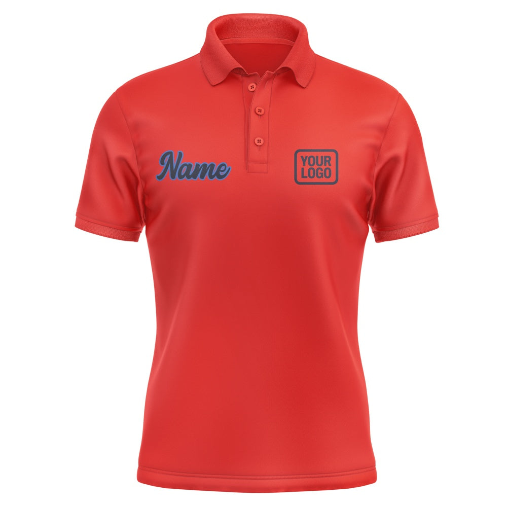 Custom Orange Red Navy Short-Sleeve Polo Shirt